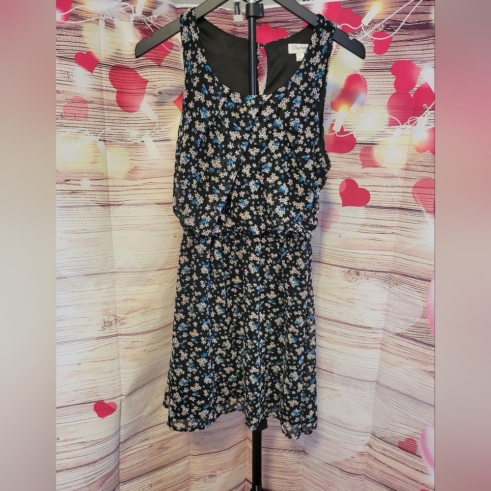 Olsenboye Black Floral Mini Dress